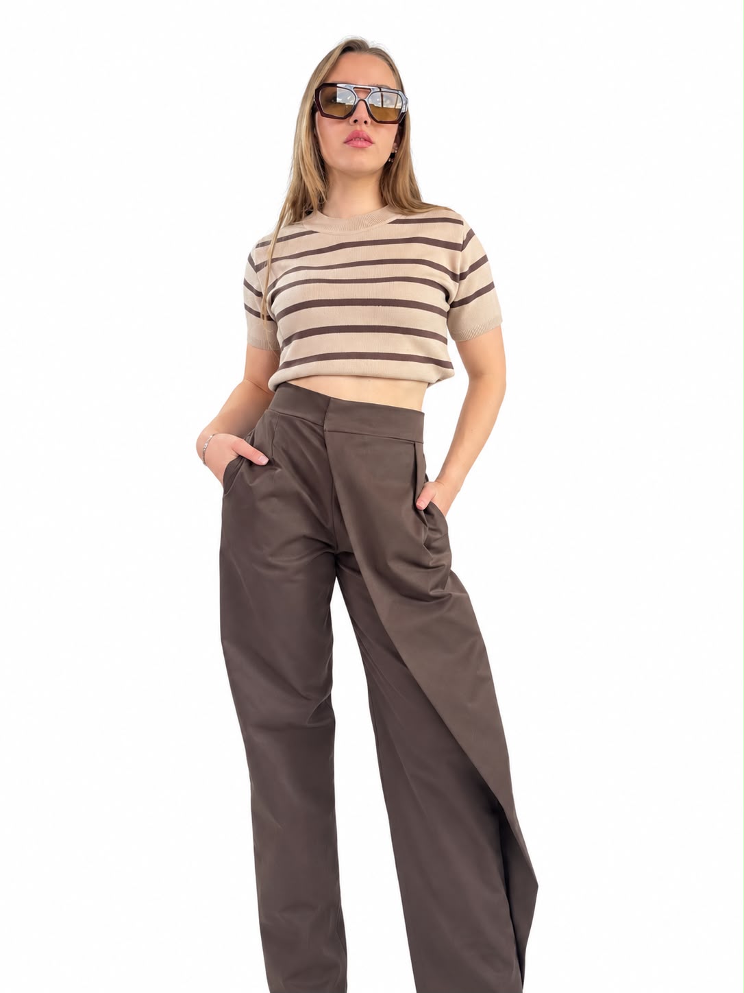 BLUSA TEJIDO RAYADA MANGA CORTA