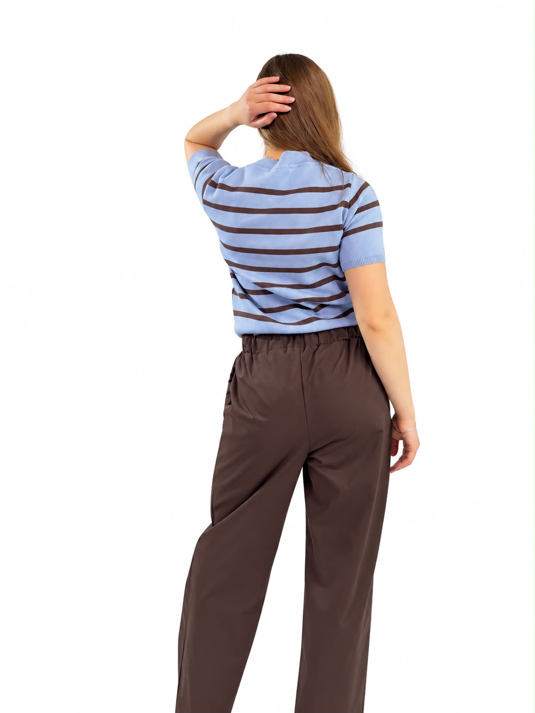 BLUSA TEJIDO RAYADA MANGA CORTA