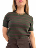 BLUSA TEJIDO RAYADA MANGA CORTA