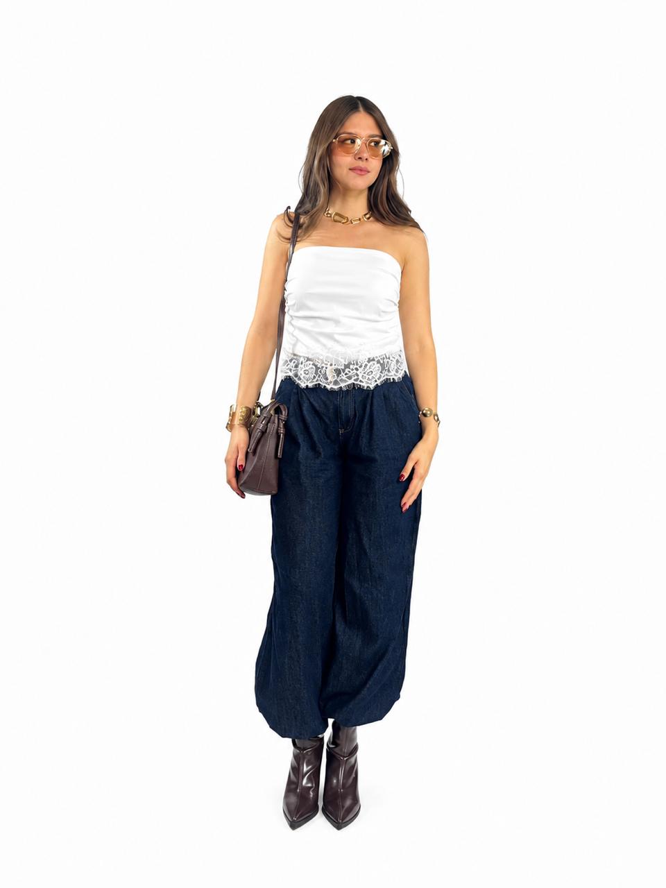 BLUSA STRAPLESS TIRA ENCAJE