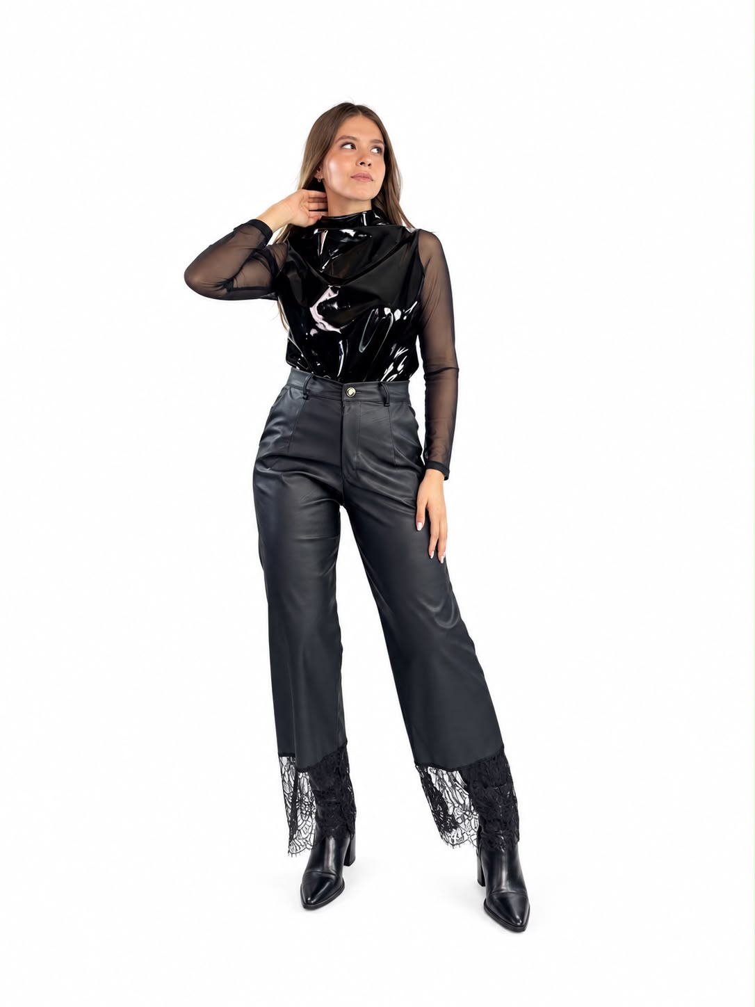 PANTALON VINIPIEL ENCAJE