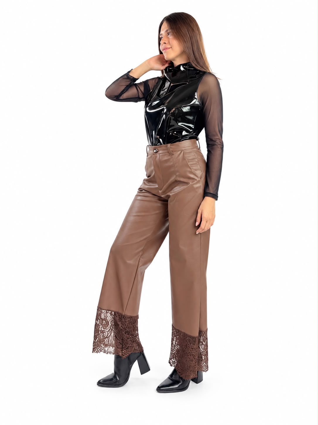 PANTALON VINIPIEL ENCAJE