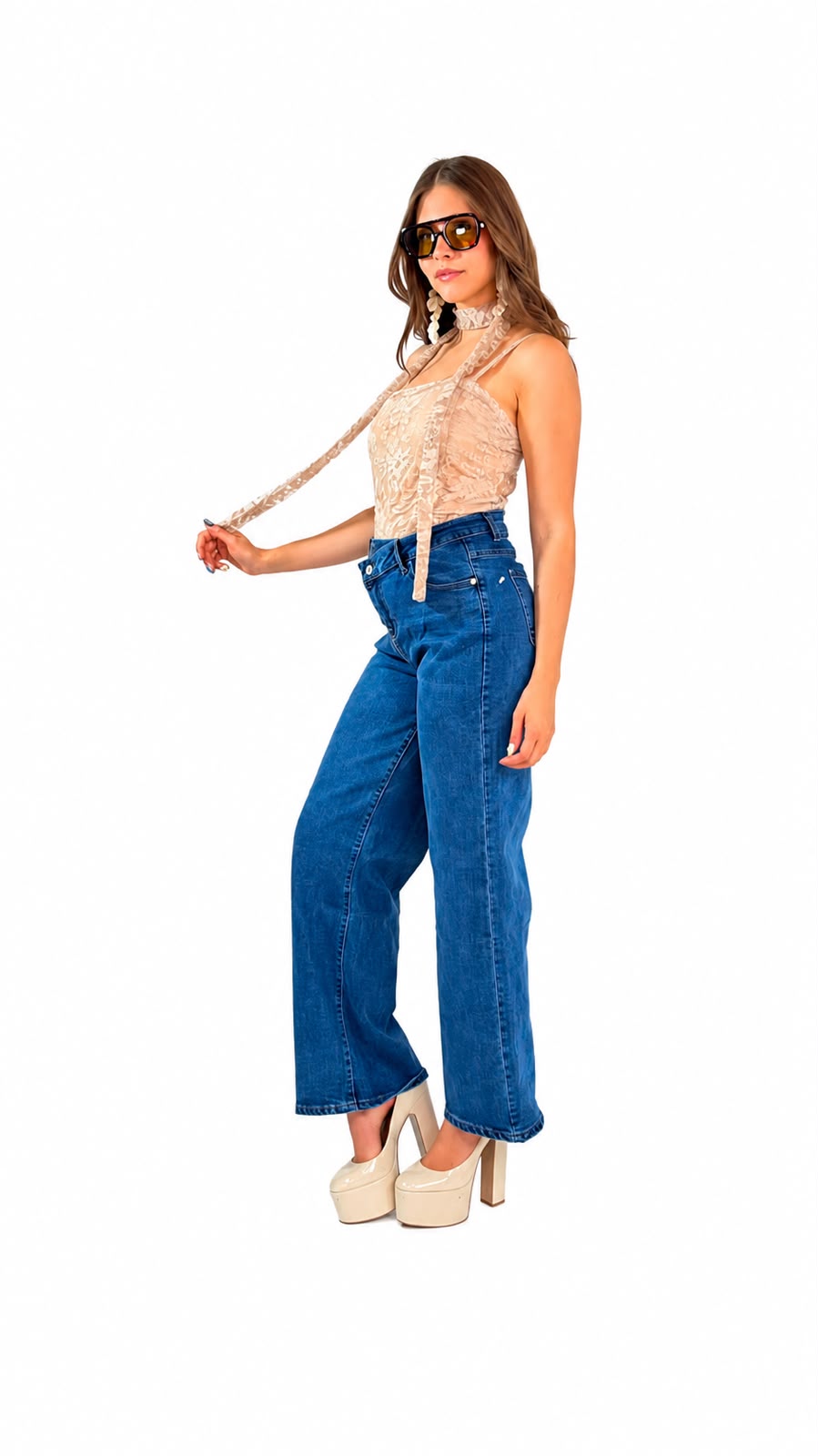 BLUSA ENCAJE CORBATA
