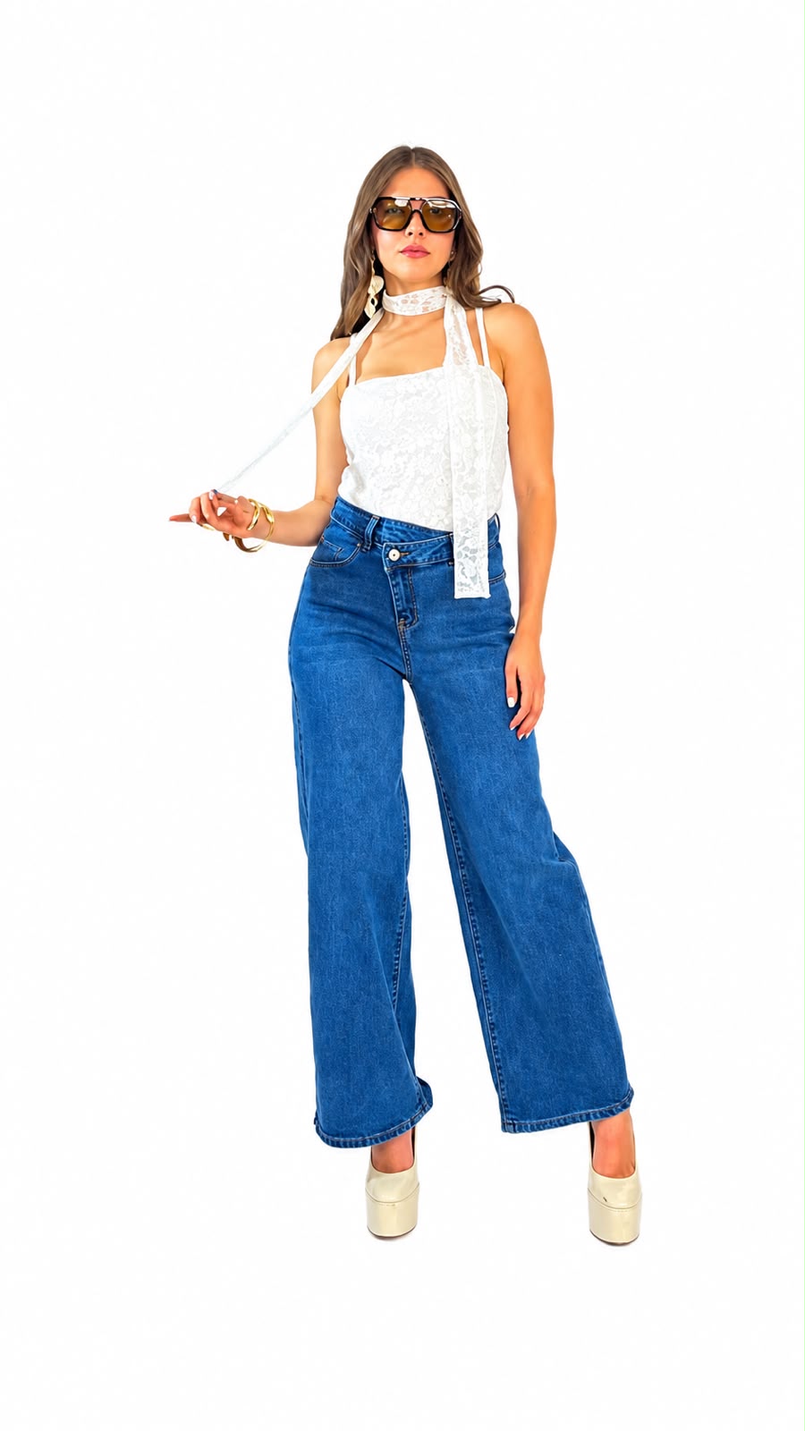 BLUSA ENCAJE CORBATA