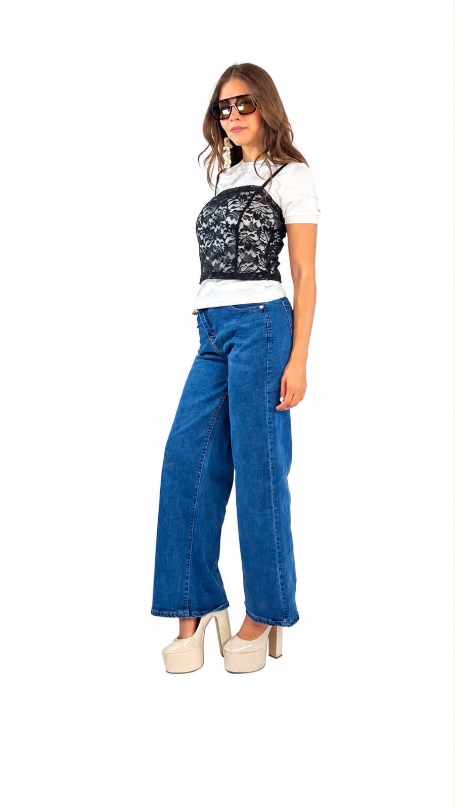 BLUSA ENCAJE C/T-SHIRT M/CORTA