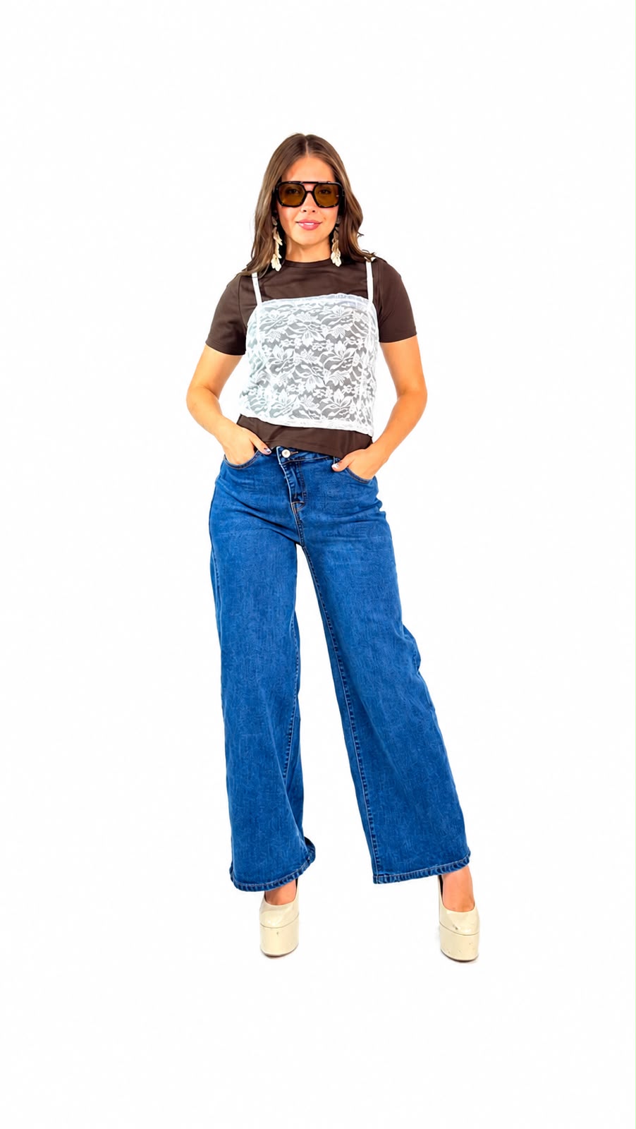BLUSA ENCAJE C/T-SHIRT M/CORTA