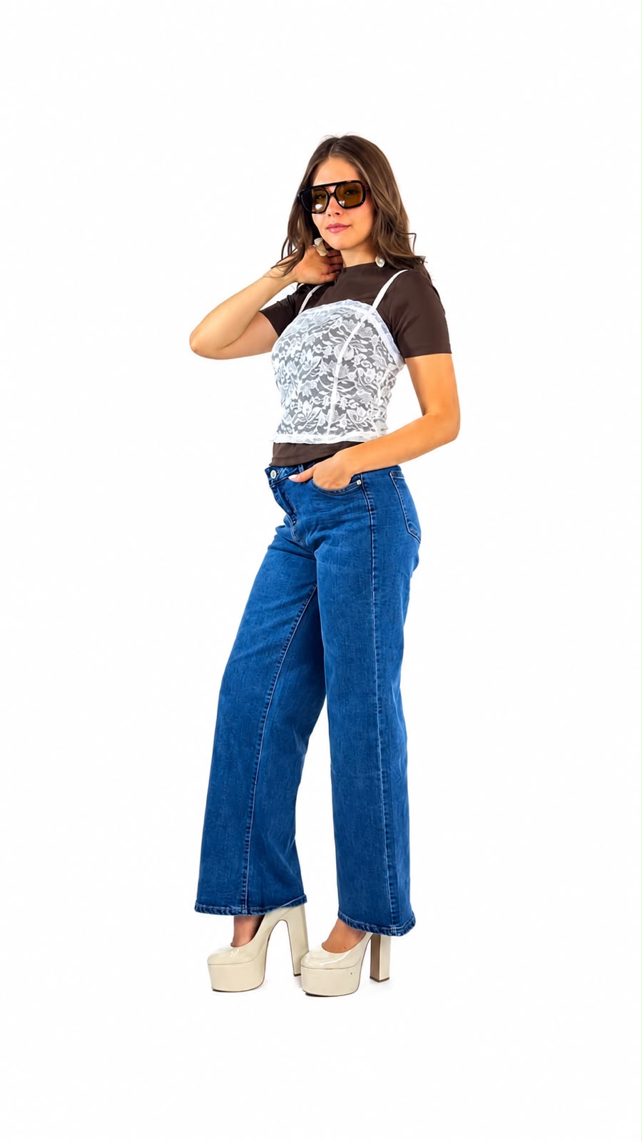 BLUSA ENCAJE C/T-SHIRT M/CORTA