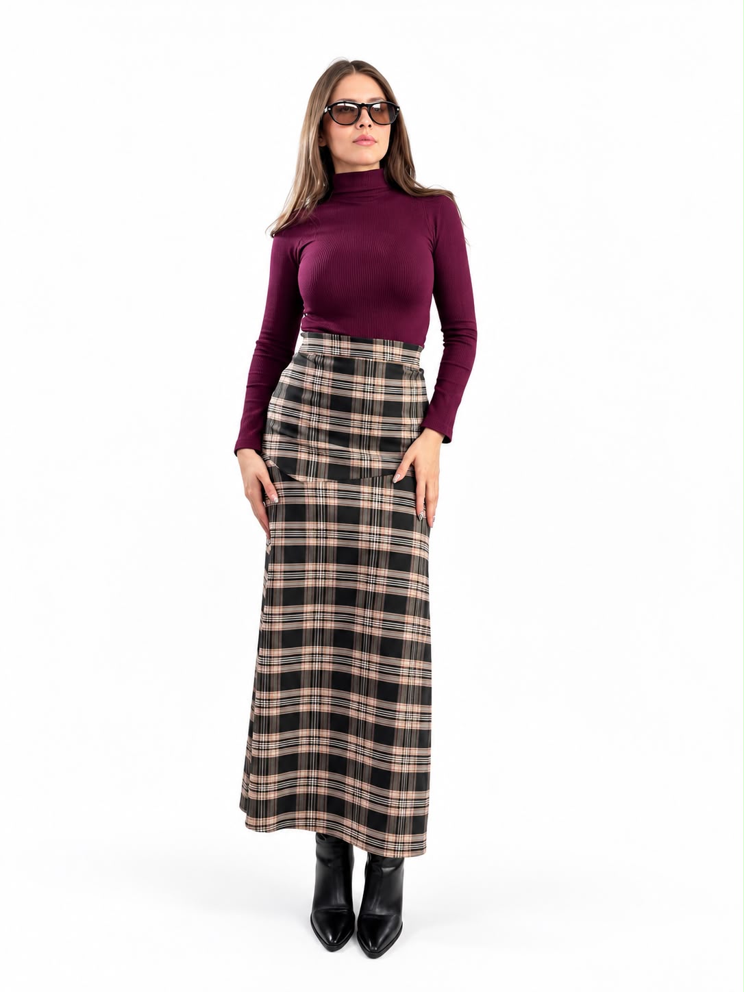 FALDA ASIMETRICA CUADROS