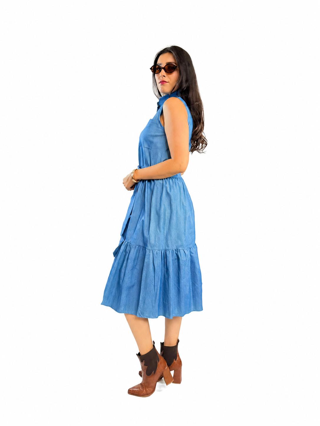 VESTIDO MEZCLILLA CINTO