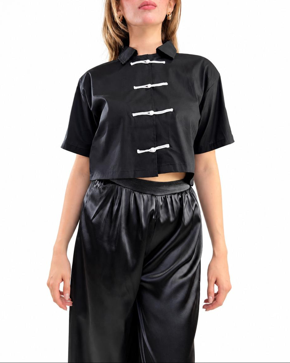 CAMISA CON VIVOS MANGA CORTA